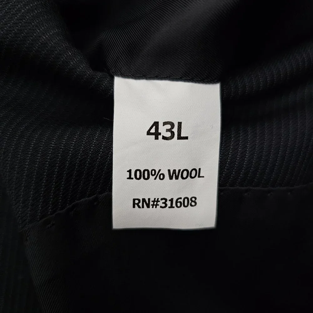 Jos. A. Bank 43L Black Solid 2-Button Sport Coat Blazer Jacket B772